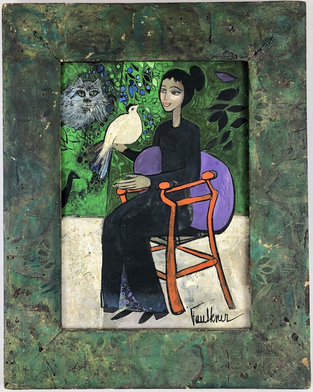 Woman, Cat, Bird and Chair