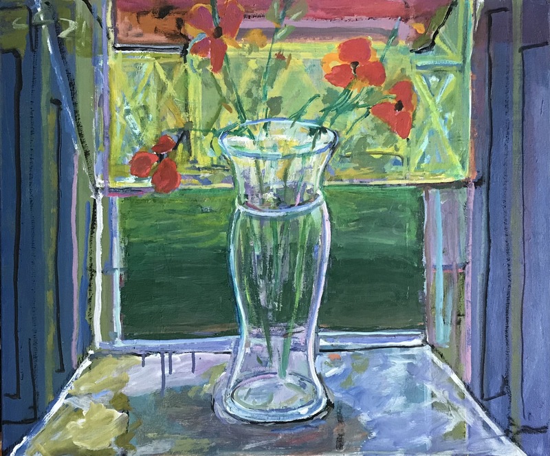 Window with Glass vase