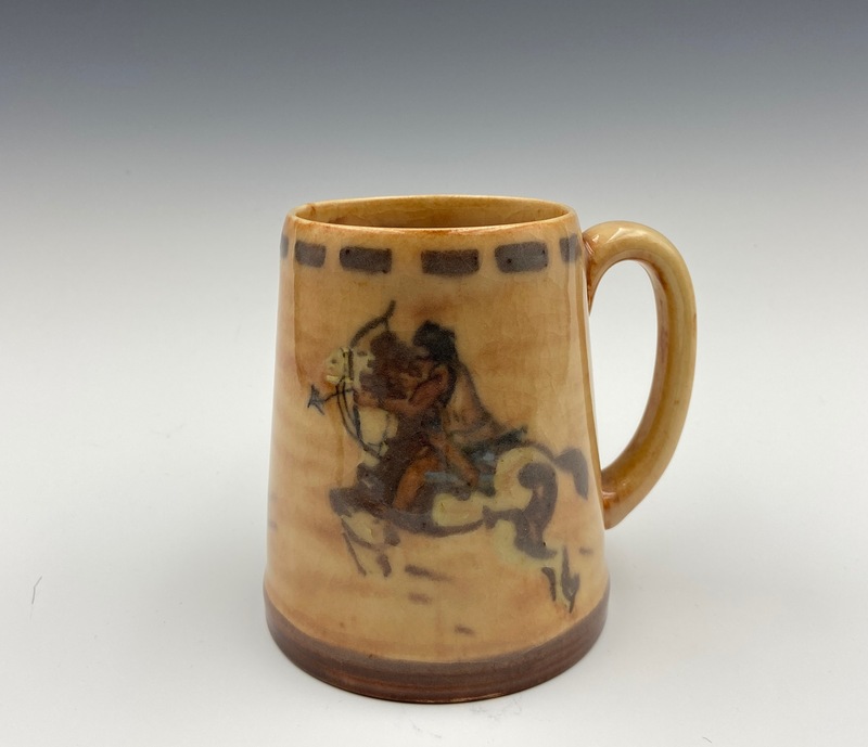 High glaze mug with horse & Indian